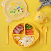 Baby dinner plate sealed leak-proof eating baby boy spoon tableware set suction plate box cartoon supplementary Bowl