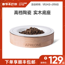 aprilone ceramic cat bowl to protect cervical vertebra teddy dog dog food basin anti-spurting anti-black chin cat supplies