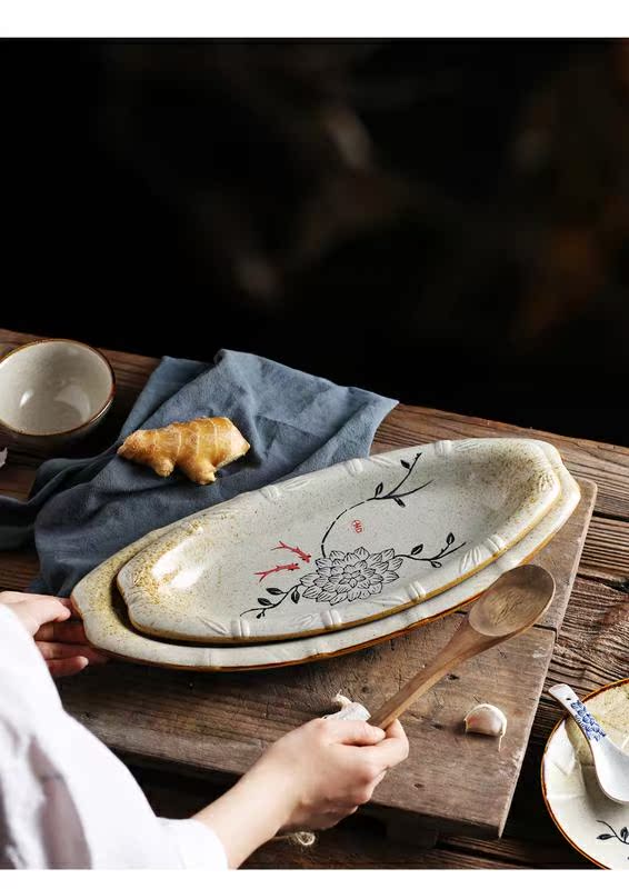 Japanese fish dish household food dish tableware large new creative steamed fish dish plate of individual character dining - room ltd. ceramic disk