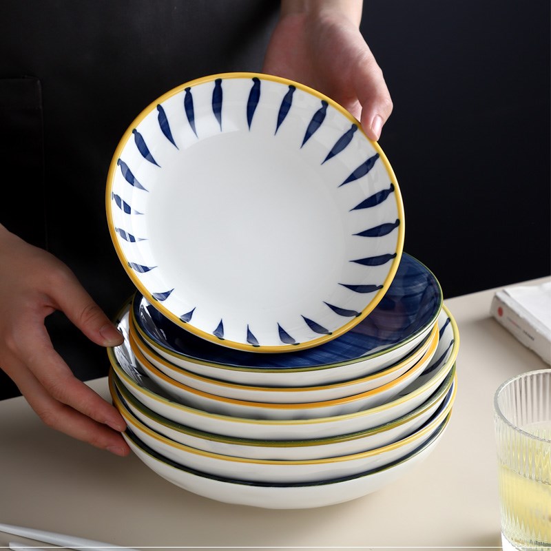 Japanese dish dish dish combination western food to eat soup plate creative web celebrity deep set tableware ceramic plate of steak