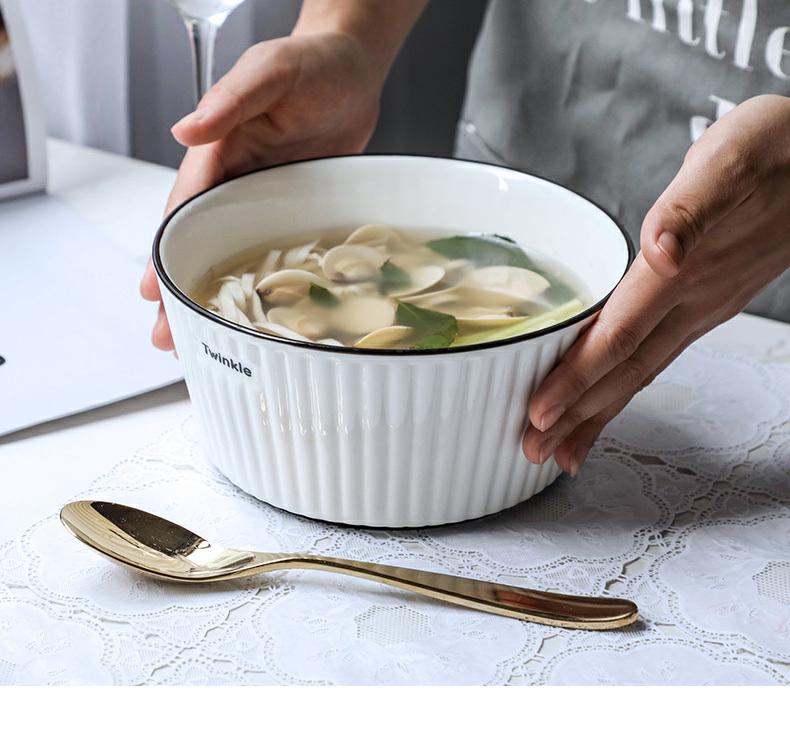 Large bowl of soup bowl rainbow such use household creative move Large - sized ceramic bowl single ins northern wind tableware soup basin