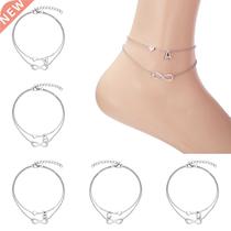 Summer New A-Z Letter Initial Anklets For Women Silver Color