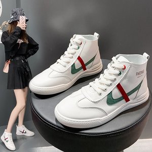 女鞋2020新款潮鞋高帮网红同款刺绣百搭内增高小白鞋女运动休闲鞋