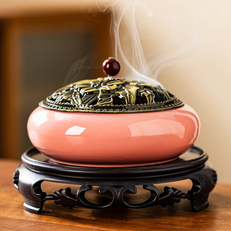 大号蚊香炉蚊香托盘香檀香炉香篆香架线香炉陶瓷家用室内熏香炉