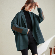 Double-sided cashmere suit coat womens long 2021 New Korean high-end loose small woolen coat