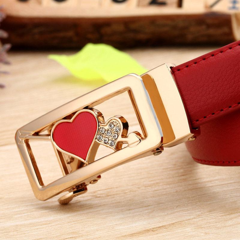 正品自动扣皮带女士真皮韩版休闲百搭腰带荔枝纹女式裤带nsr034