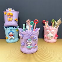 Creative Cartoon Korean Version Pen Holder Makeup Brush Containing Cute Student Desk Young Girl Ins Personality Fashion Brief