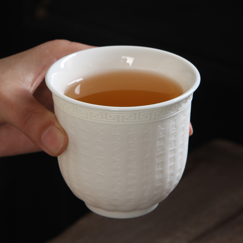 Suet jade sample tea cup household contracted ceramic kung fu tea cup single CPU master cup personal cup tea keller