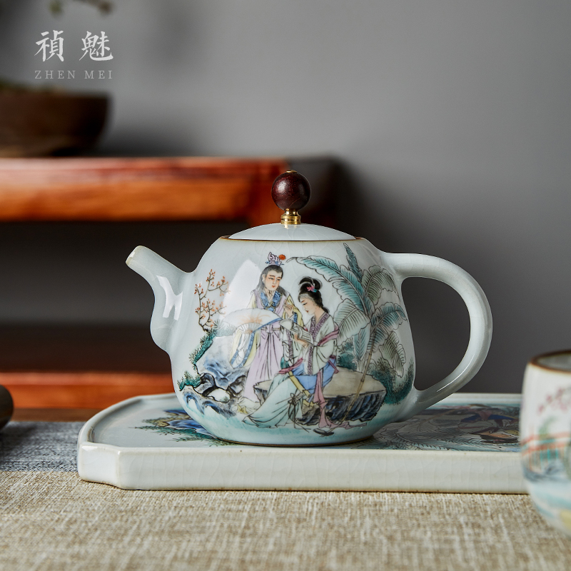 Shot incarnate your up hand - made of red chamber of jingdezhen ceramic teapot kung fu tea set household slicing can be a single pot teapot