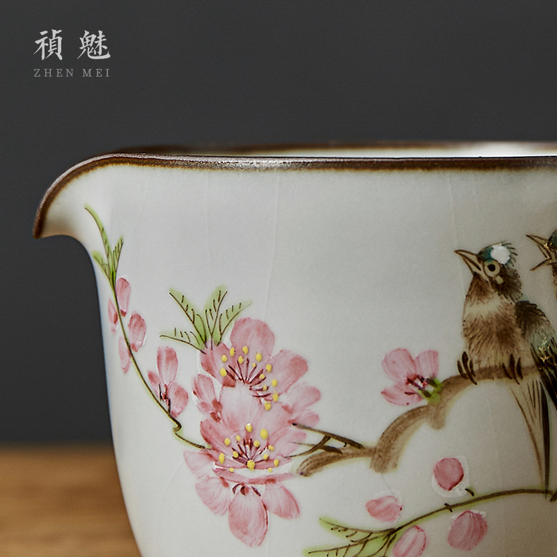 Shot incarnate your up hand - made peach blossom put water point large jingdezhen ceramic fair keller kunfu tea tea accessories points