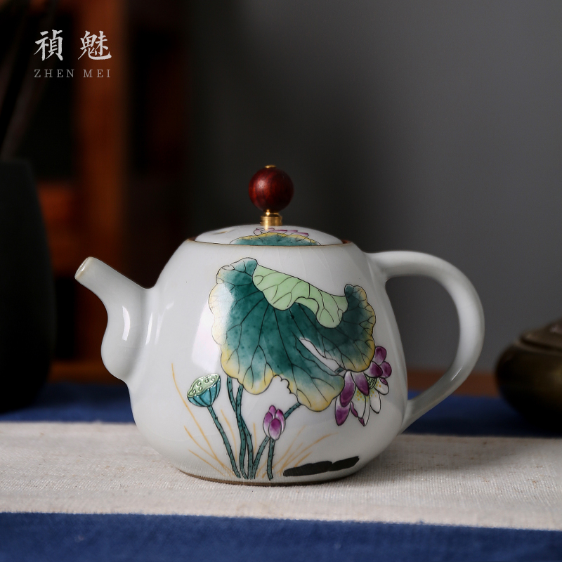 Shot incarnate the jingdezhen ceramic teapot kung fu tea set your up hand - made lotus home slicing can be a single pot teapot