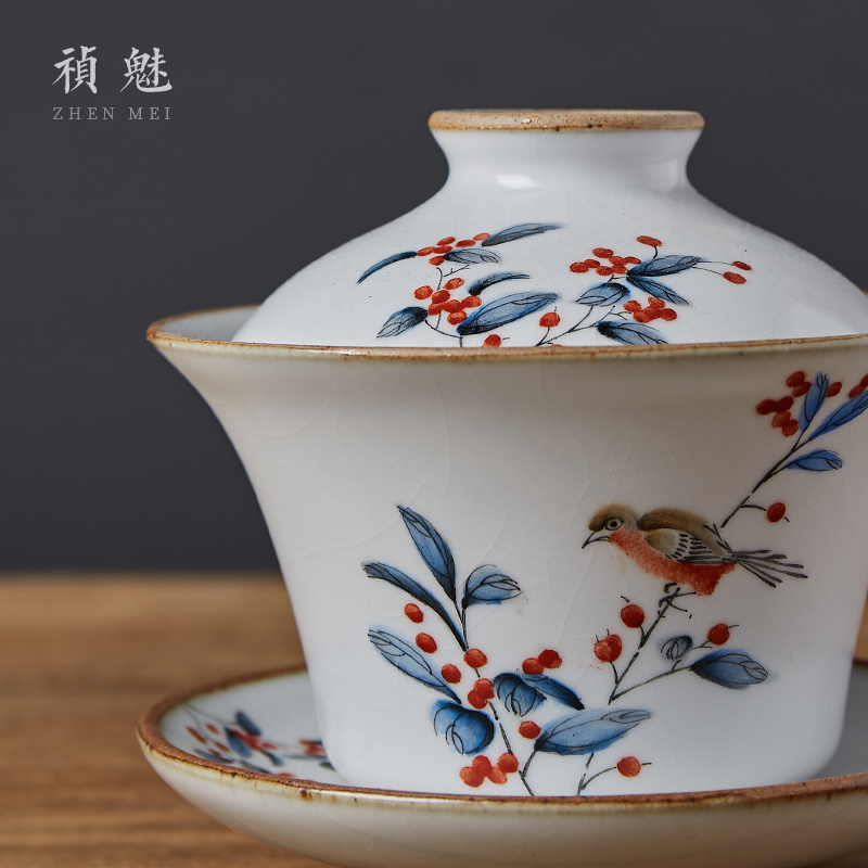Shot spirit 's hand to open the slice your up all three to the tureen jingdezhen ceramic cups kung fu tea tea bowl
