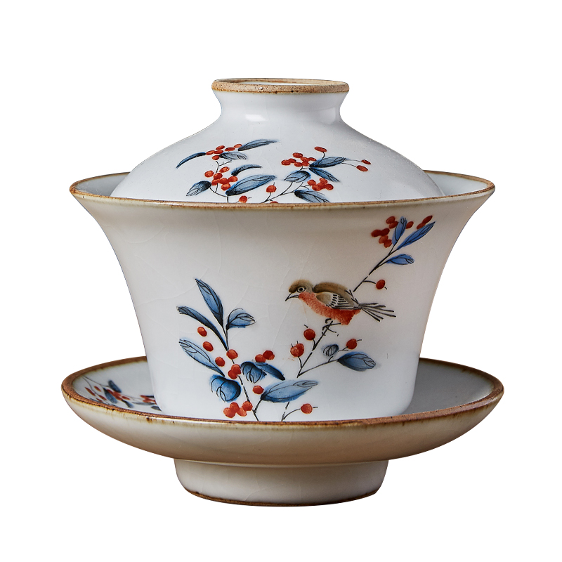 Shot spirit 's hand to open the slice your up all three to the tureen jingdezhen ceramic cups kung fu tea tea bowl