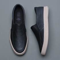 Mens shoes 2022 new summer breathable wave shoes men leather shoes one foot pedal casual shoes Inn wind 100 hitch shoes