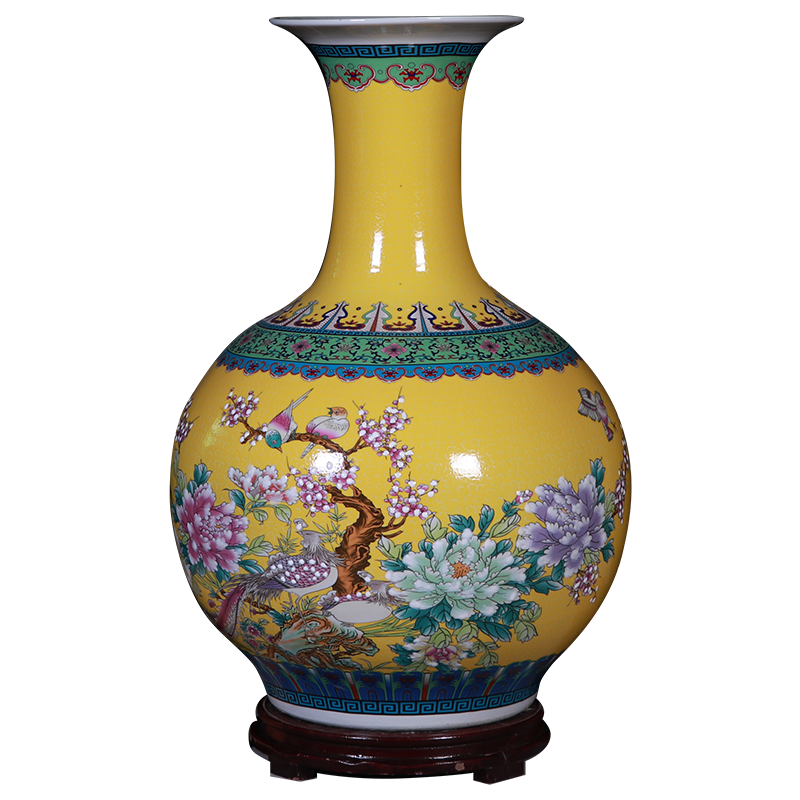 Jingdezhen ceramic large vase furnishing articles European - style colored enamel flower arranging, modern living room home decoration arts and crafts