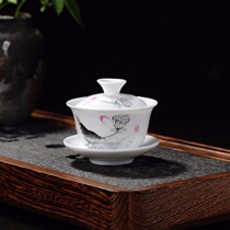 Small bowl of single delicate high white ceramic cup cup of tea cup ceramic kung fu tea set tri cup cup cup tea