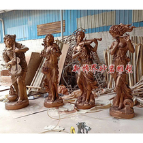 Newly-washed sandstone glass steel relief sculpture garden community outdoor decorative material character round carving music goddess