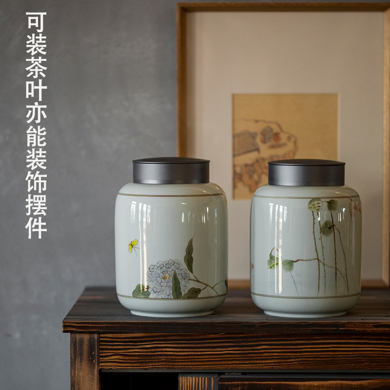 Dream ShuYu rhyme large antique hand - made ceramic sealed ceramic pot of pu 'er caddy fixings wake receives Chinese wind furnishing articles