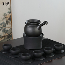 On the side of the volcanic stone side to cook the teapot kung fu boiled water pottery pot electric pottery stove Tea home tea set retro