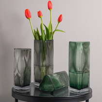 Nordic light luxury geometric irregular stripes transparent glass vase ornaments creative living room modern simple flower arrangement