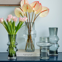 Creative light luxury transparent glass vase ornaments Nordic living room table modern simple water cultivation flower arrangement