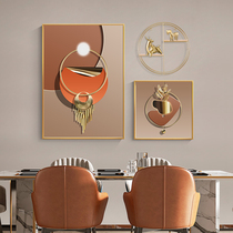 Restaurant decoration drawing 2021 new minimal dining room background wall hanging light luxury table combined fresco with frame