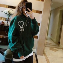 Boomer Ami Love Weaters Men And Women Lovers Pure Cotton Peach Hearts Embroidered With Hat Stars Same Loose Hooded Sweatshirt