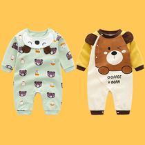 Baby jumpsuit female baby Autumn boy cotton long sleeve ha clothes autumn and winter climbing clothes pajamas New Birth 3 Months 6