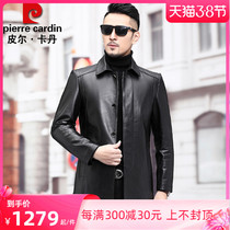 Pilkardan genuine leather winewear men turn over the head layer calf leather fur coat with cotton thickened large code leather clothing