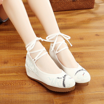 xiu xie female antique shoes Hanfu female hanfu with sneakers students pure high-heeled shoes po gen bu shoes