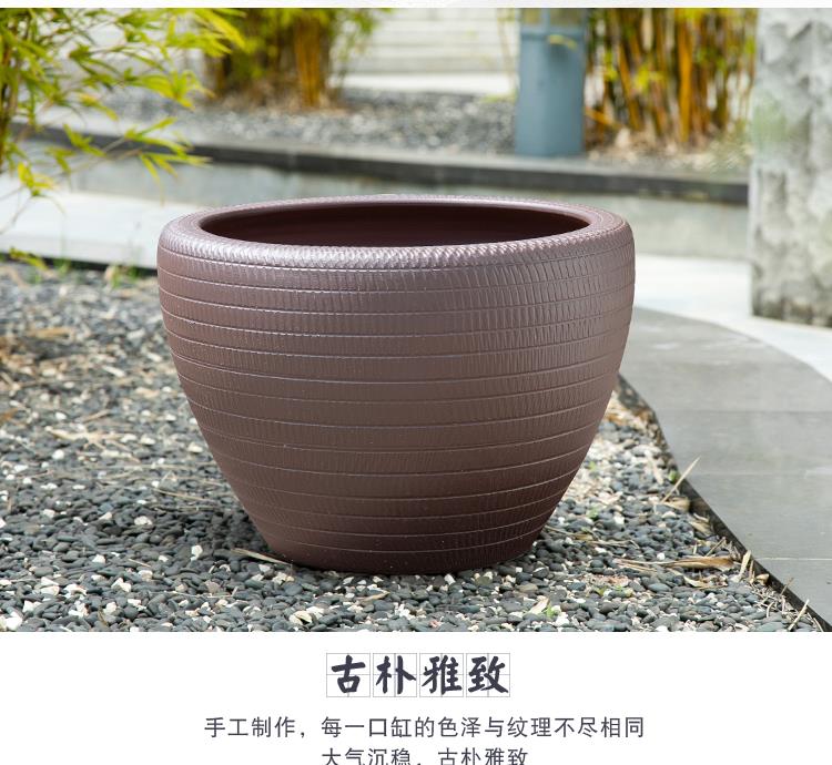 Ceramic cylinder size extra large courtyard lotus lotus cylinder tank fish pot coarse pottery aquarium tank wind outside