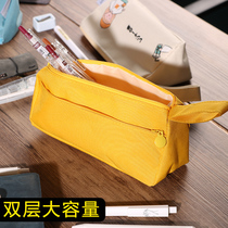 Han Edition Brief Large Capacity Canvas Pen Bag Brief Lady Cute Multifunction Net Red Teenage Girl Writing Case Salt Department High School Pencil Bag Day College Junior High School Day Style Canvas Girl