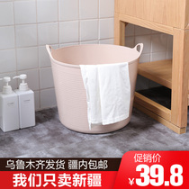 Xinjiang simple portable soft plastic bathroom dirty clothes capacity storage basket home sundries finishing storage bucket