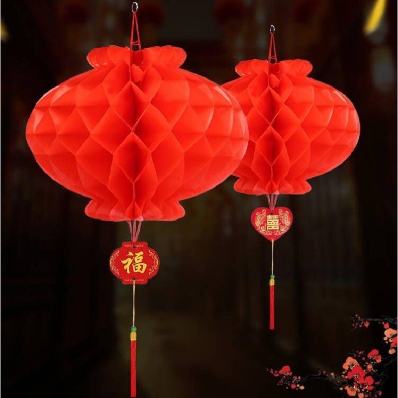 小纸灯笼结婚用品新年开业节日用品春节装饰大红防水纸灯笼挂饰