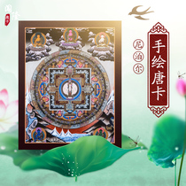 Tibetan hand-painted Thangka Thousand Hands Guanyin Buddha Statue Decorative Painting Wooden Photo Frame Nepal Cotton Cloth Mounted Painting