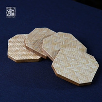 Handmade bamboo woven Zen tea mat Octagonal tea cup mat Tea ceremony cup holder Tea holder Tea set accessories Flower insulation mat