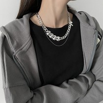 Coarse Cuba chain zircons laminated necropolis necklace men and women 2021 new sweater chains s hip hop lock bone chain