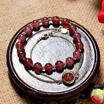Strawberry Crystal Bracelet Lady Pink Crystal Handmade hand string Pearl Double-layer Korean version