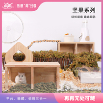 Re-nuts series hamsters peeking out of the two-bedroom Dwarf Golden Silk Bear Platform Toy Cage for View Supplies
