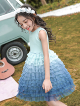 Korean Girls' Web Dress Dress New Medal vest Princess skirt Foreign Children's Cake Skirt in Summer 2023