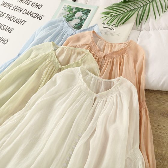 Forest-style fresh and lazy style pure ramie lantern long-sleeved shirt for women in summer breathable thin loose large-size sunscreen
Forest-style fresh and lazy style pure ramie lantern long-sleeved shirt for women in summer breathable thin loose large-size sunscreen
