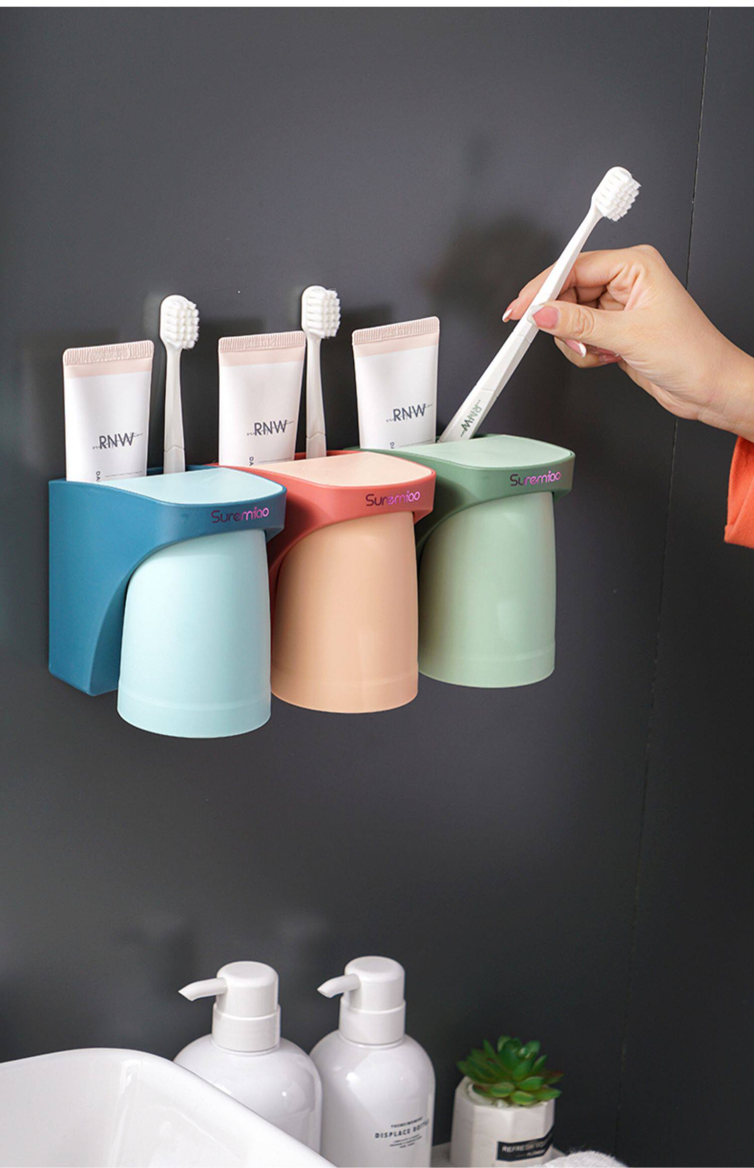 牙刷架免打孔网红家用套装置物架