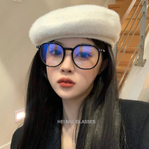 gm retro black frame glasses female Korean version tide anti-blue light big frame vegan face with large face and thin myopia can be matched