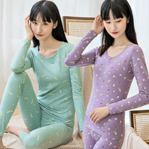 Autumn clothes and trousers set female students close-fitting thin high school girls thermal underwear autumn and winter stretch cotton slim