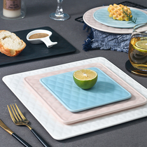 Creative Ceramic Geometric Rhomboid Flat Pallet Cake Pan Square Refreshment Positive Square Tray Day Style Sushi Pan