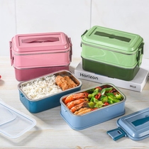 304 Stainless Steel Double Layer Rectangular Lunch Box High Face Value Office Lunch Box Students Portable Divided Meal Kit