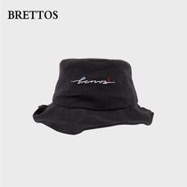 BRETTOS hat original design embroidery fishermans hat female Japanese literary Joker retro tide basin hat sun hat