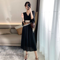 High-grade thin waist chiffon skirt 2021 new autumn light mature royal sister style temperament slim slim new dress woman