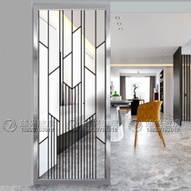 Art glass screen partition wall Simple modern home decoration Living room entrance Custom craft glass frosted light transmission