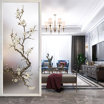 Simple modern art glass partition entrance wall decoration living room bathroom frosted screen Entrance craft plum blossom